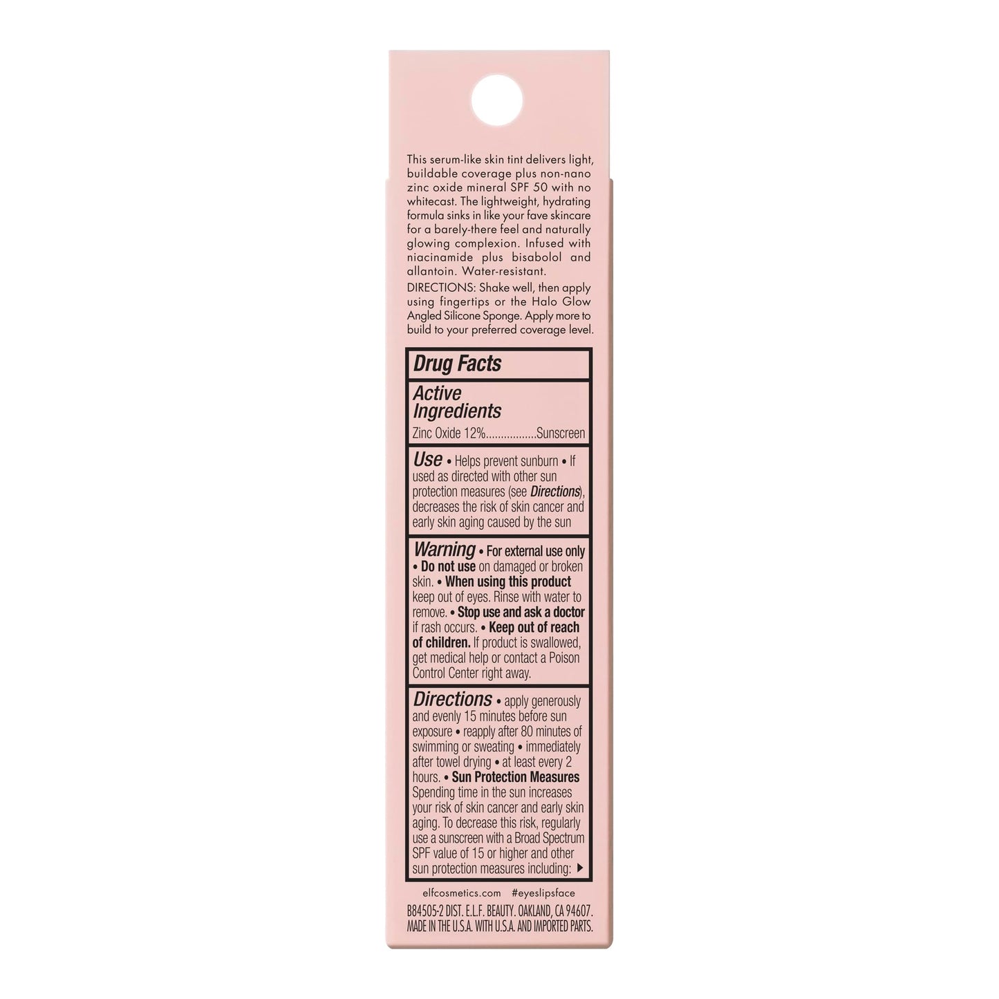 e.l.f. Halo Glow Skin Tint SPF 50, Tinted Moisturizer For Light, Buildable Coverage, Creates A Natural Glow, Vegan & Cruelty-Free, 2 Fair Warm