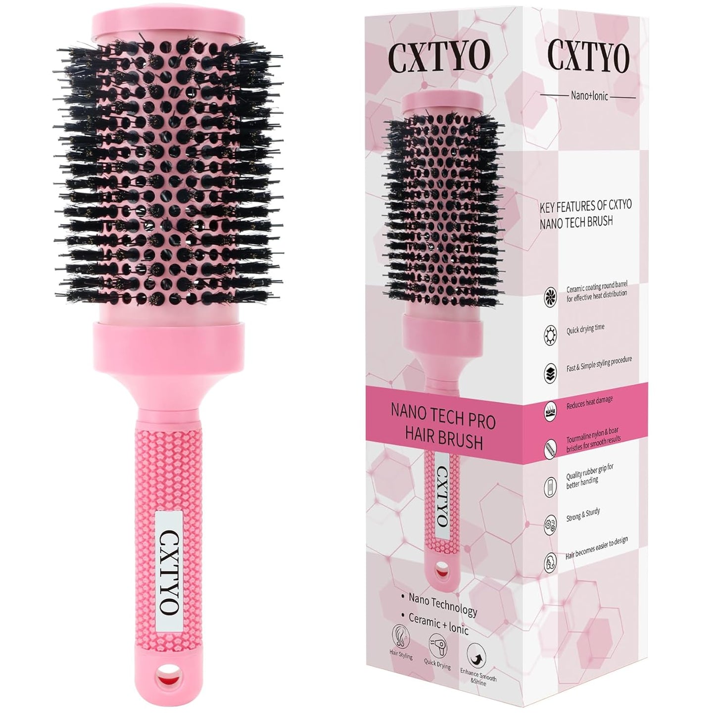 Medium Round Hair Brush - Nano Thermal Ceramic & Ionic Tech for Blowouts, Curling & Straightening | 2.9 Inch Barrel