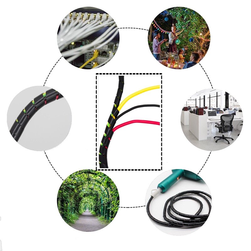 CSZD Spiral Cable Wrap,10ft – 1/4 inch Spiral Wire Wrap Cord Covers Bundle Sleeve Hose for PC TV Computer Electrical Wire Organizer,Tangle Stop Cord Cover and Detangler,Black