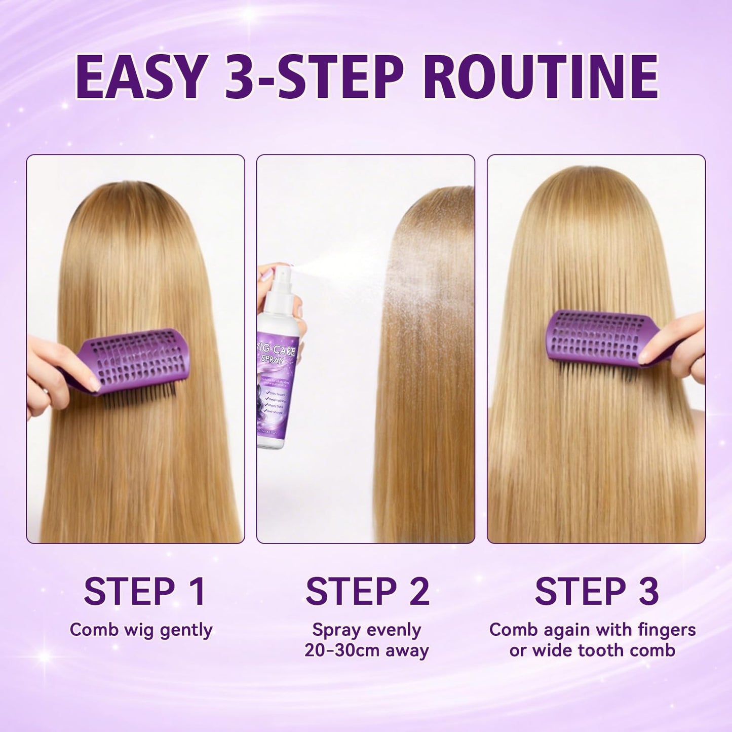Nozerix Wig Spray, Synthetic Wig Spray, Detangling, Frizz Control, Hydrating Conditioning, Shine Wig Care Spray, for Synthetic and Human Hair Wigs, Wig Accessories, 120ml
