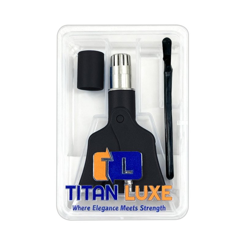 Titan Luxe Stainless Steel Hair Trimmer for Men and Women | Manual Nose and Ear Hair Trimmer | Nose Clippers, 360° Rotating Hair Trimmers | Washable Nose Hair Remover | Black