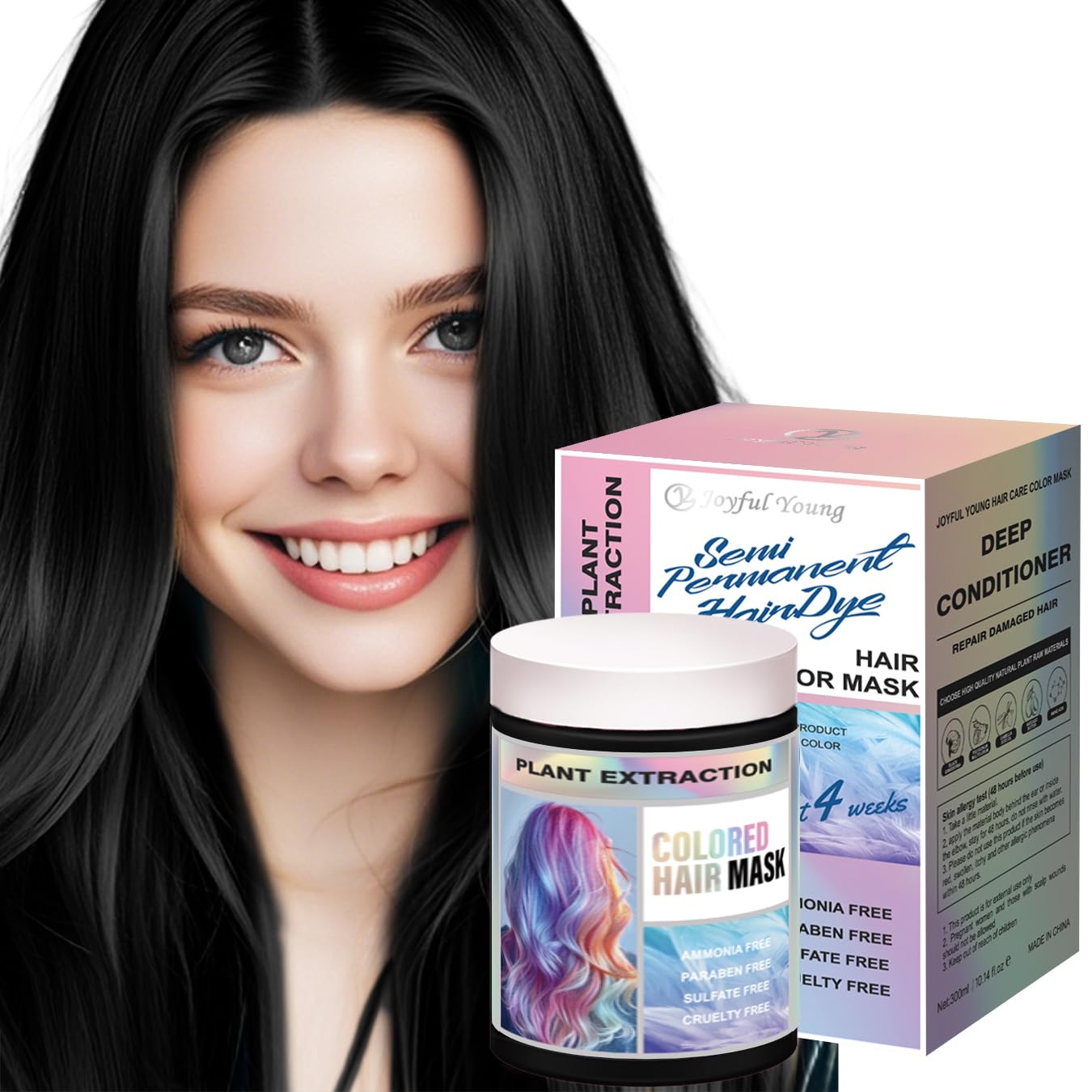 Vegan Semi-Permanent Hair Color Mask - Plant-Based Color Depositing Conditioner for Color-Treated Hair - 10.15oz | Dark Brown