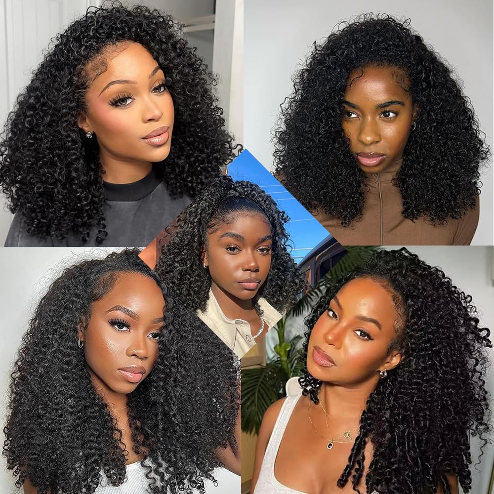 GARAXIS 250% Density Curly Half Wig - Human Hair Seamless Flip Over | 18 Inch Glueless Headband Wig for Easy Wear