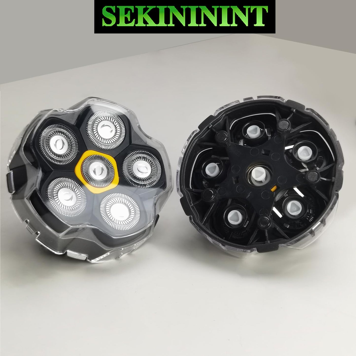 SEKINININT 6D Magnetic Replacement Shaving Heads 2PCS Washable for Bald Men's Electric Razors