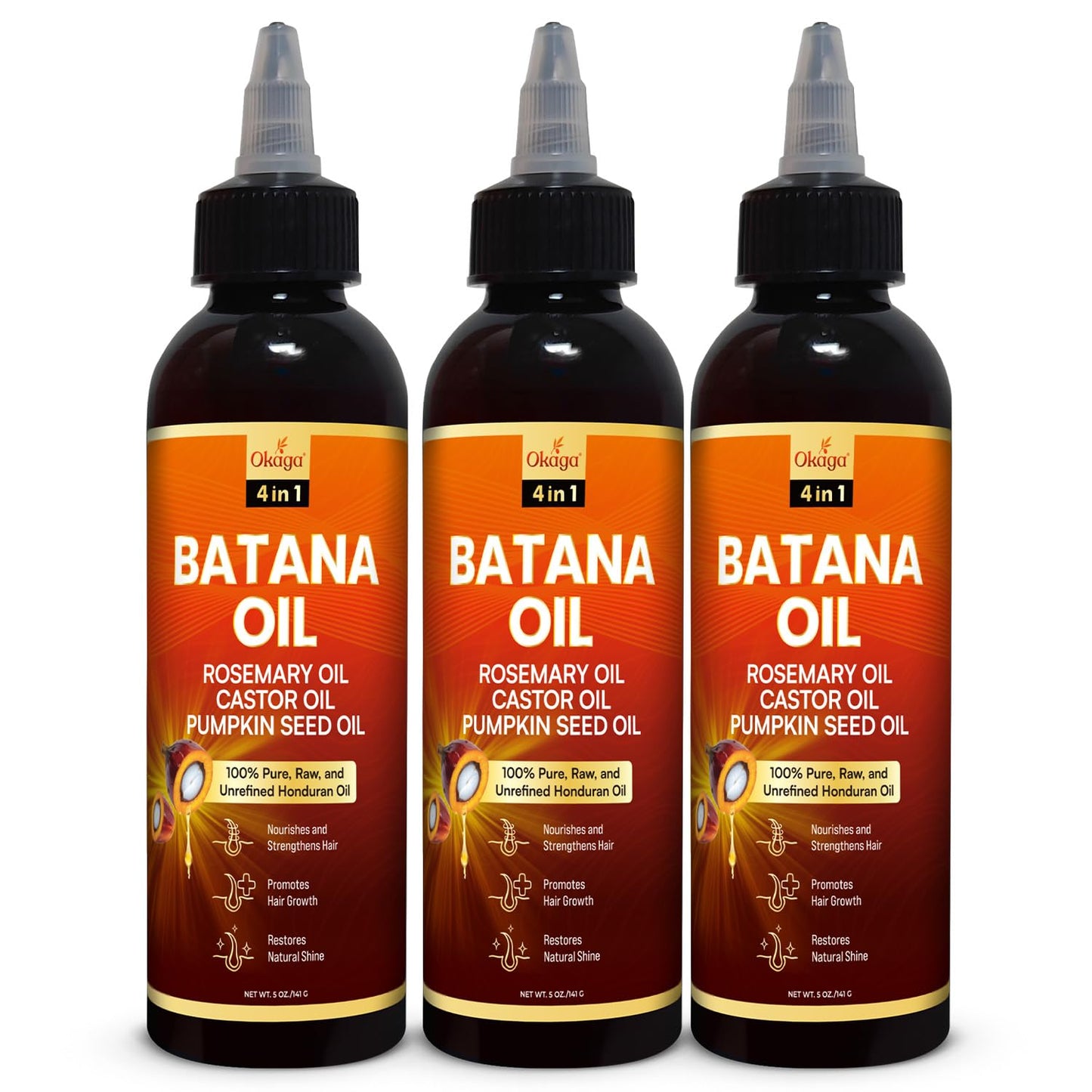 Batana Oil for Hair Growth - 100% Pure Unrefined Formula with Rosemary, Castor & Pumpkin Seed Oils | Nourishes & Strengthens Hair (5oz)