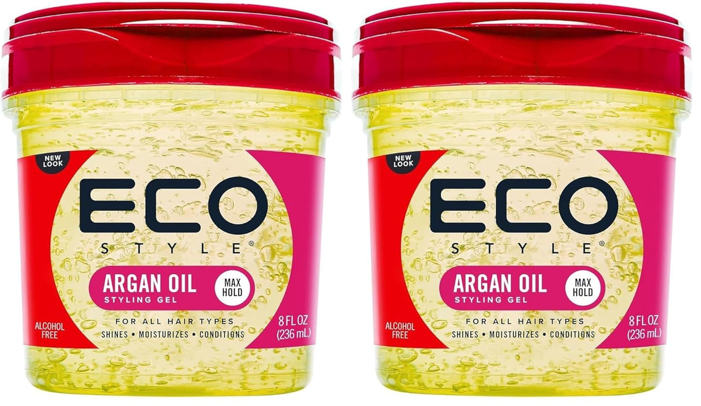 Eco Style Moroccan Argan Oil Styling Gel - Nourishing Hair Gel for Healthy Shine | 8 oz, Maximum Hold