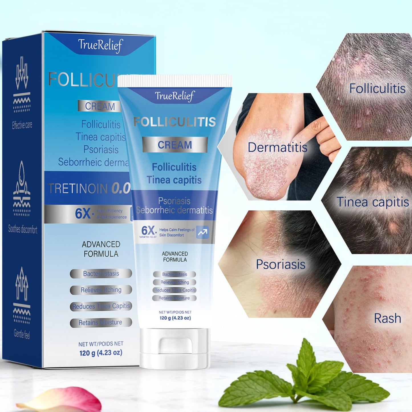 Folliculitis Cream - Soothes & Clears Bumps on Scalp, Face, Body | Ingrown Hairs & Razor Bumps Relief | 120g