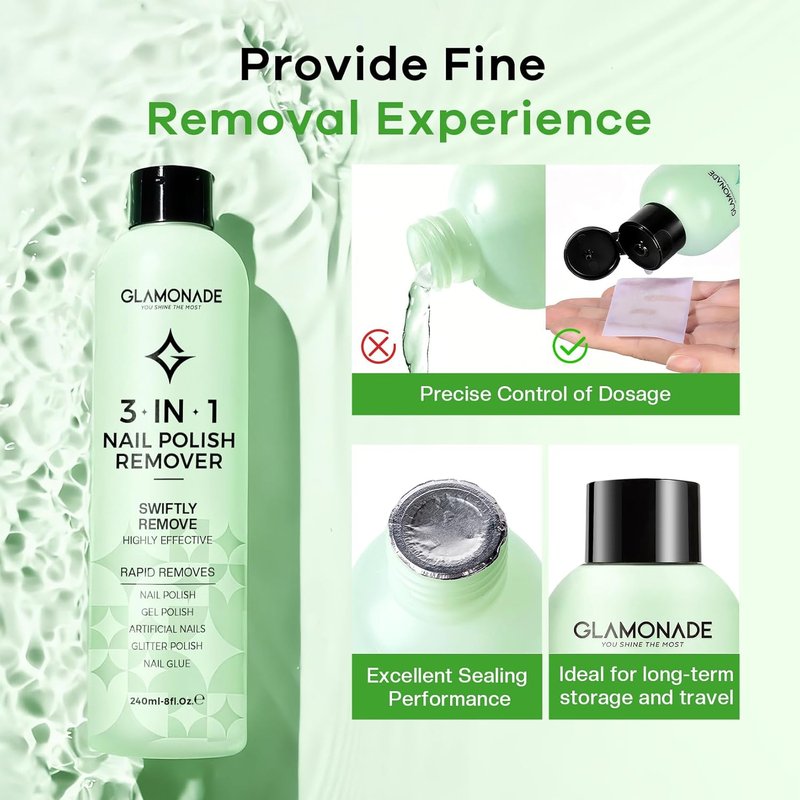 Acetone Nail Polish Remover - Professional Soak-Off Gel Formula with Aloe Vera & Essential Oils | 8 Fl. Oz.