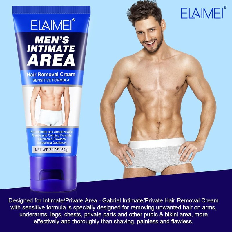 Maani Men's Painless Body Hair Removal Cream for Sensitive Areas, Effectively Removes Coarse Hair from Underarms, Legs, Chests, Private Parts (HIM)