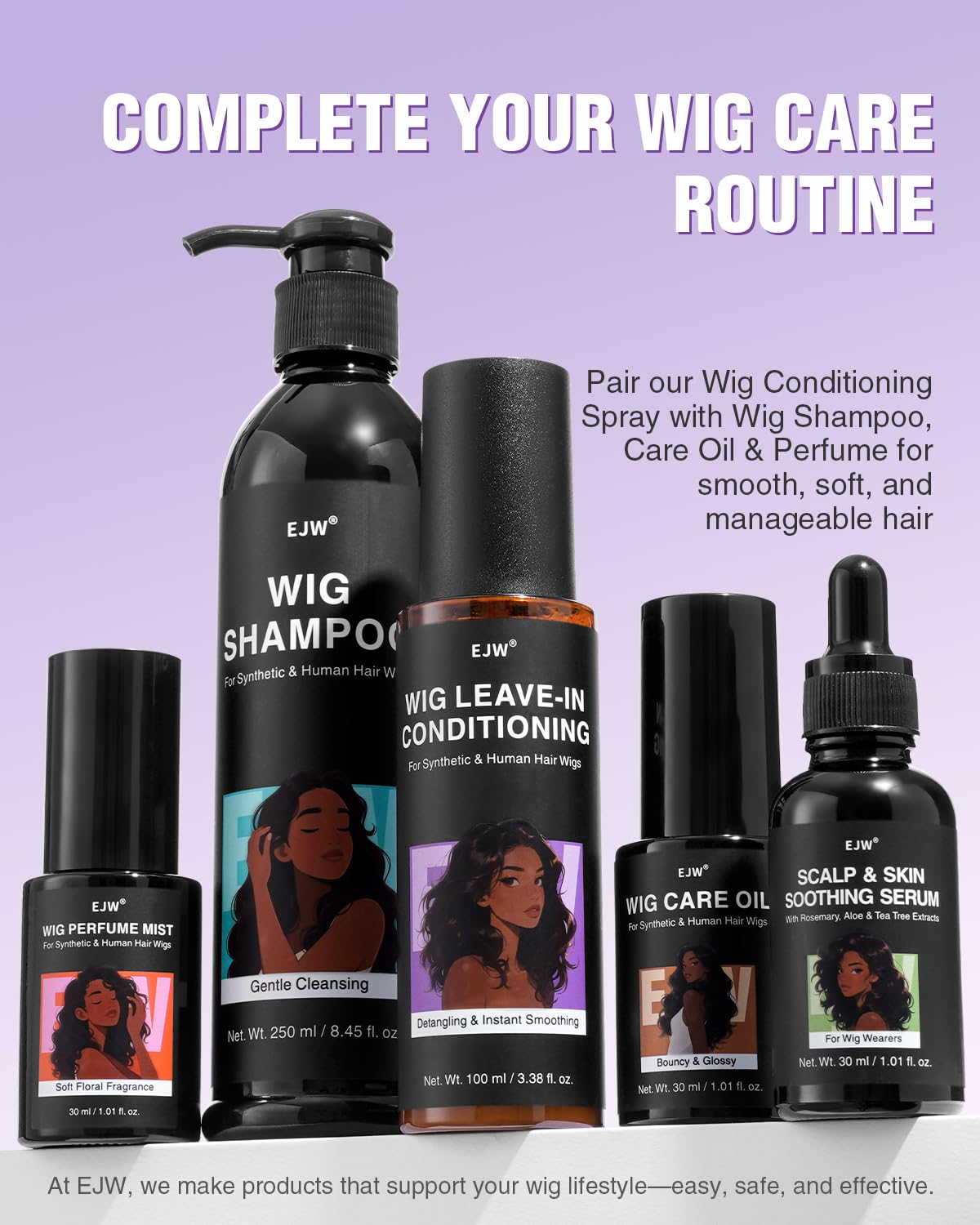 EJW Leave-In Conditioner Spray for Wigs | Detangles & Smooths | Lightweight Non-Greasy Formula | 3.38 fl. oz