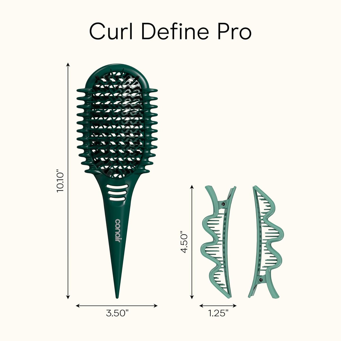 Conair Curl Define Pro Hair Brush - Frizz-Free Detangling & Curl Definition | Dual-Vent Design, Mixed Bristles