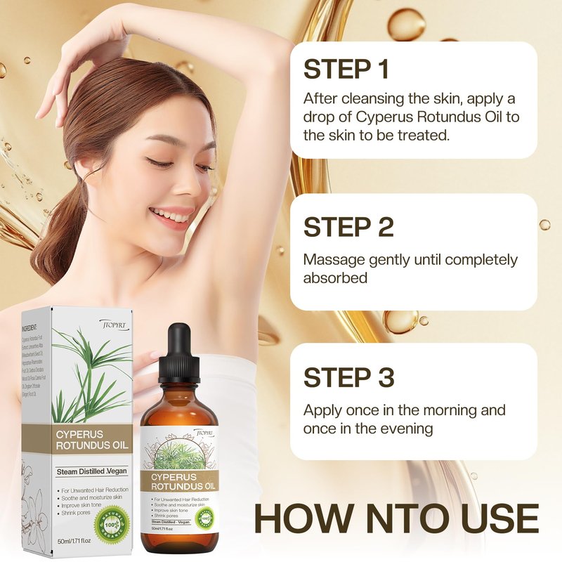 Jtopyrt Cyperus Rotundus Oil: Hair Removal Cypress Oil Reducing Hair Growth Facial Body Skin Care for Women Men 2 PACKS