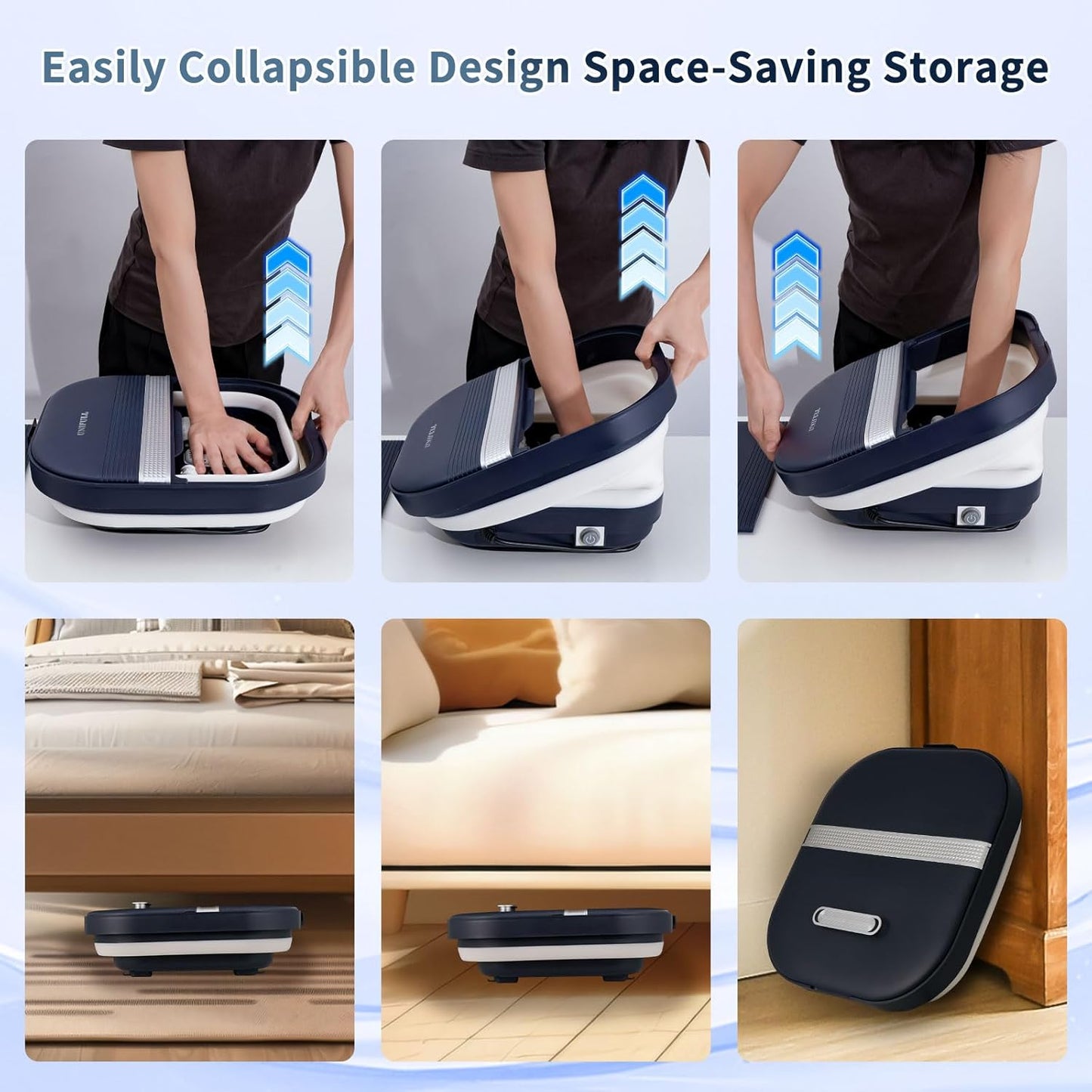 Collapsible Foot Bath Spa with Heat & Remote Control - Massage Rollers & Red Light | Perfect Foot Pedicure Kit