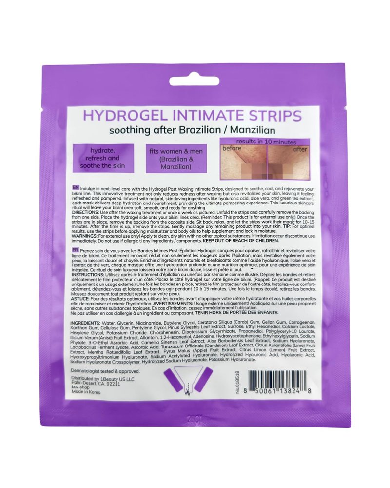 Waxness Kaz Hydrogel Intimate Soothing Strips for Bikini Area After Brazilian or Manzilian Wax – Professional Skin Care