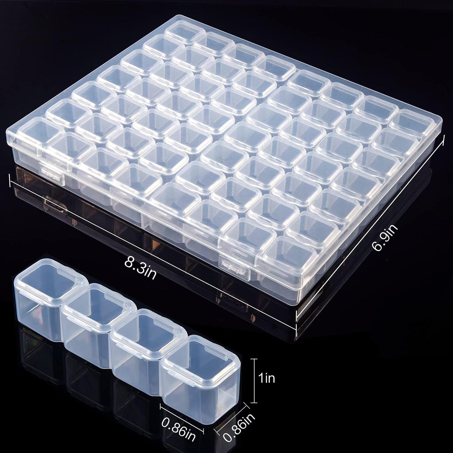 56 Grids Jewelry Box, Plastic Jewelry Organizer for Earring Storage and Necklace Holder, Clear Jewelry Travel Case for Ring, Beads and Small Items, Versatile Jewelry Holder Display for Women(56 Grids)