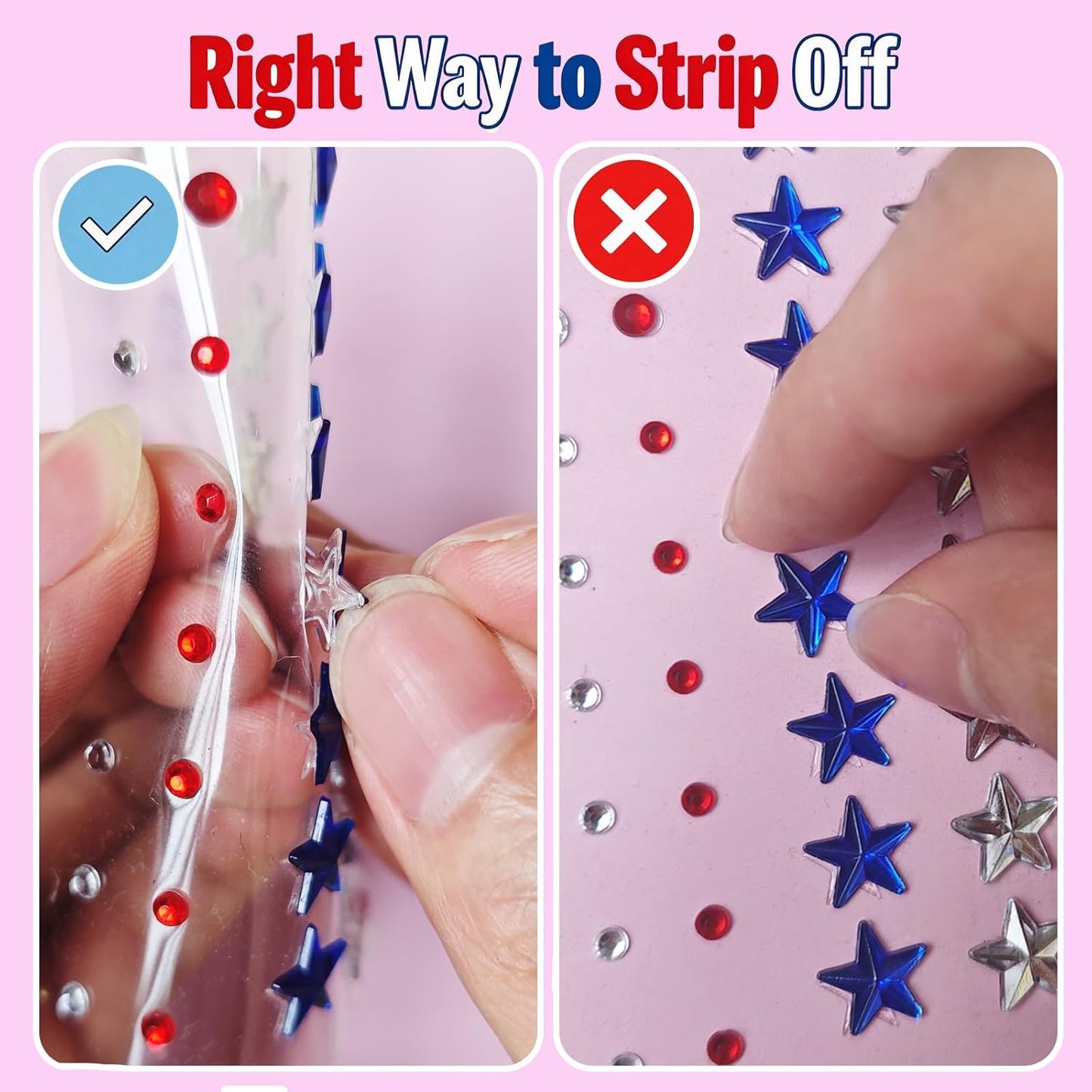 Face Gems - 80 Pcs USA Stickers for 4th of July | Patriotic Red, White, and Blue Decorations