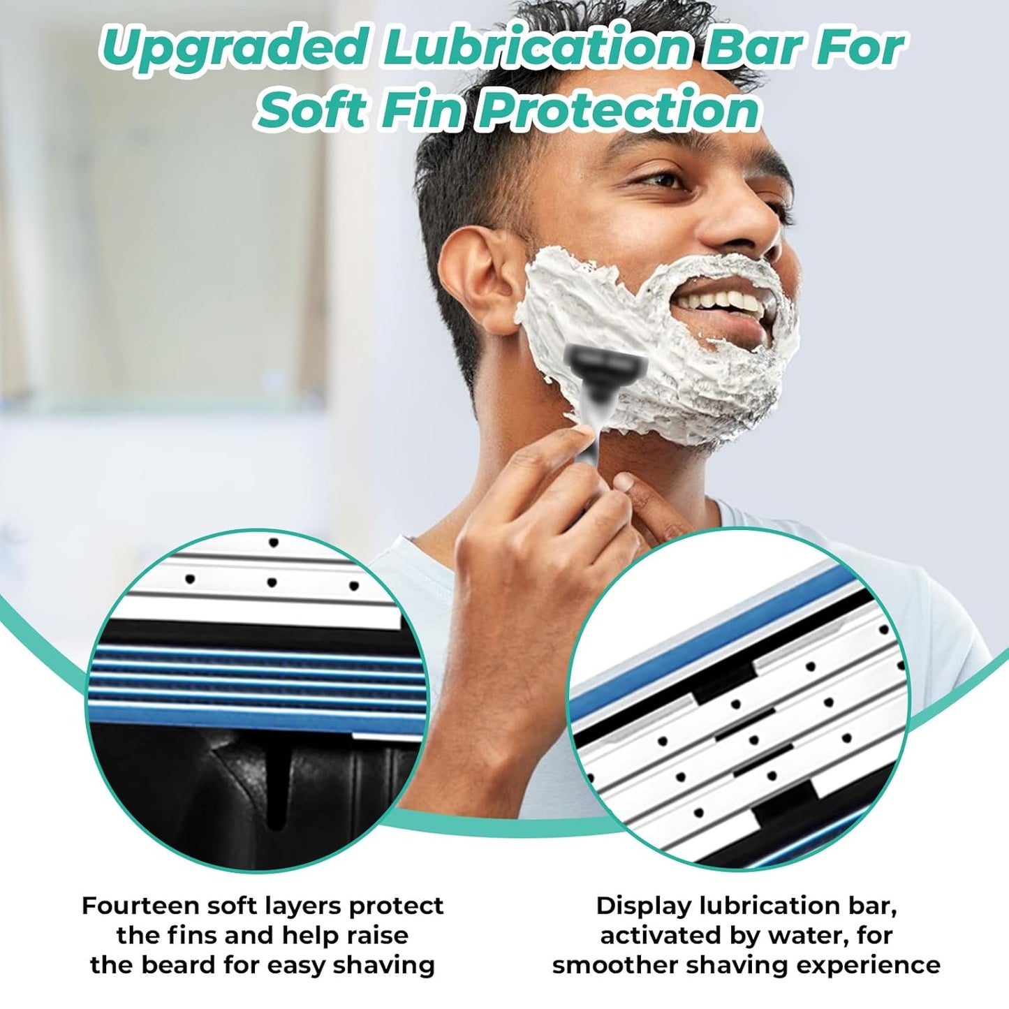 Razor Blade Refills for Men - 24PCS Mach3 Compatible Blades | Dual Lubrication for Close Shave
