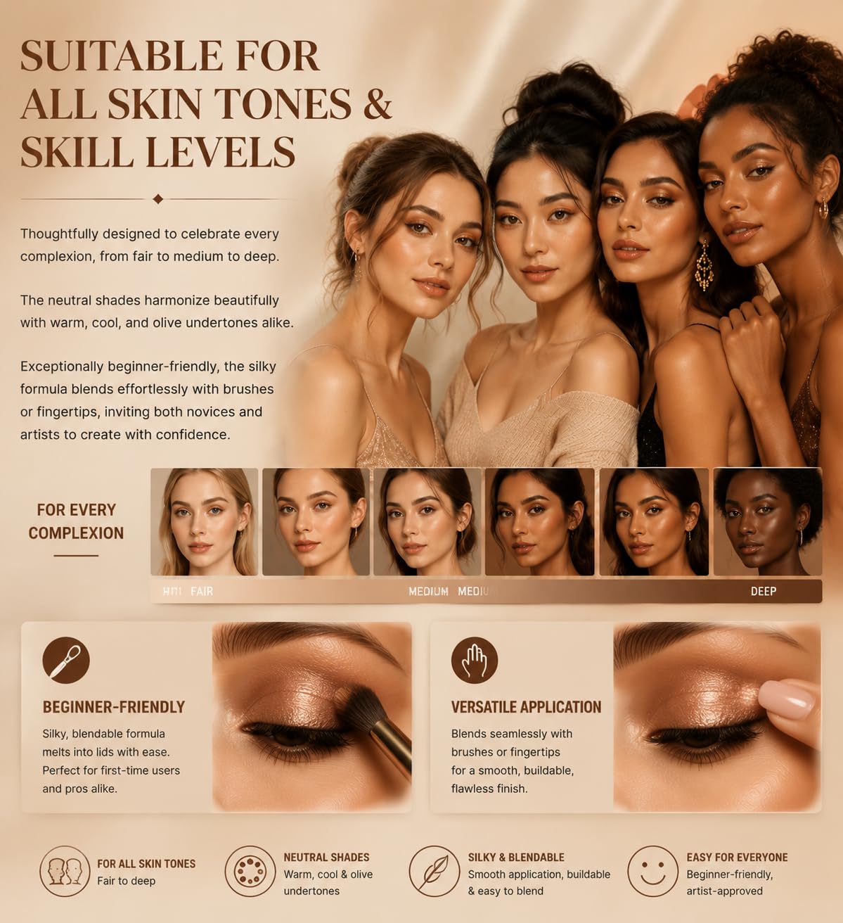 Océane Neutral Eyeshadow Palette - 9 Highly Pigmented Colors for Long-Lasting, Natural Eye Makeup | Vegan & Cruelty-Free