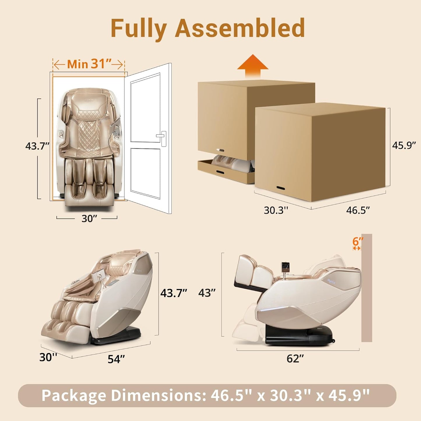 Full Body Massage Chair with Heat - Zero Gravity SL-Track 3D Massage, 12 Modes & Techniques | Calf & Foot Massage, Relaxation