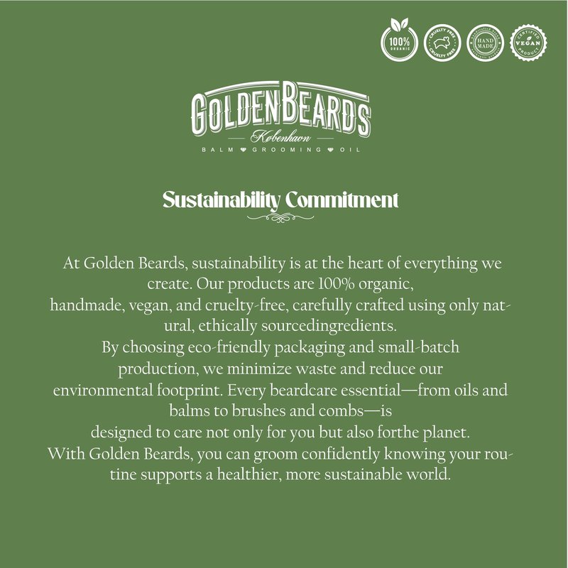 Golden Beards Organic Beard Balm Big Sur – Shea, Cocoa & Argan Butter Blend with Lime & Patchouli Scent – 60ml Vegan Beard Softener & Styling Balm, Handmade in Denmark.