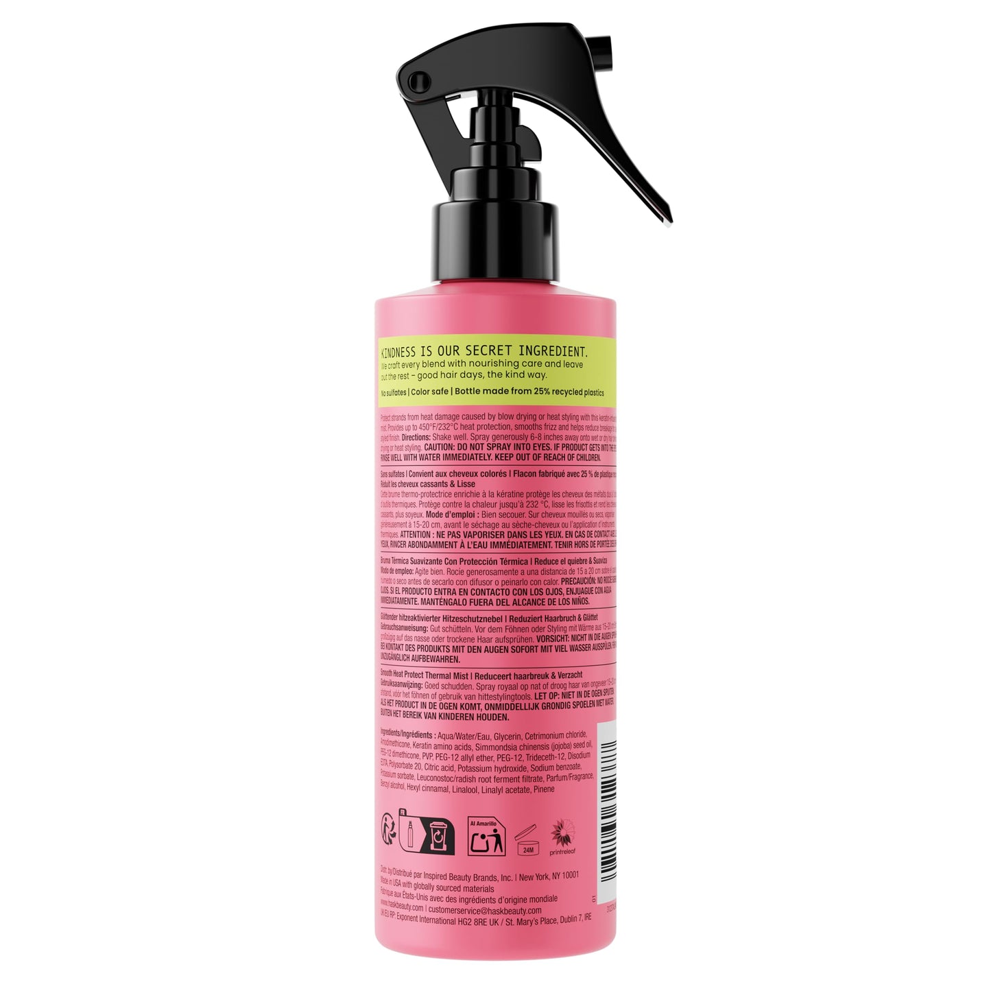 HASK Heat Protect + Keratin & Jojoba Oil Thermal Mist | Heat Protection, Smooths Frizz, Reduces Breakage | Sulfate, Paraben, & Cruelty Free, Color Safe, 8 fl oz