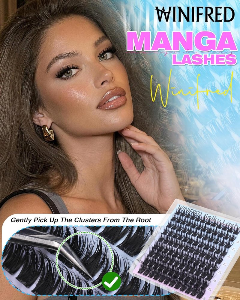 Eyelash Clusters - Wispy Manga Volume Extensions | Fluffy Spiky D Curve Lashes 12-20mm for DIY Baddie Look