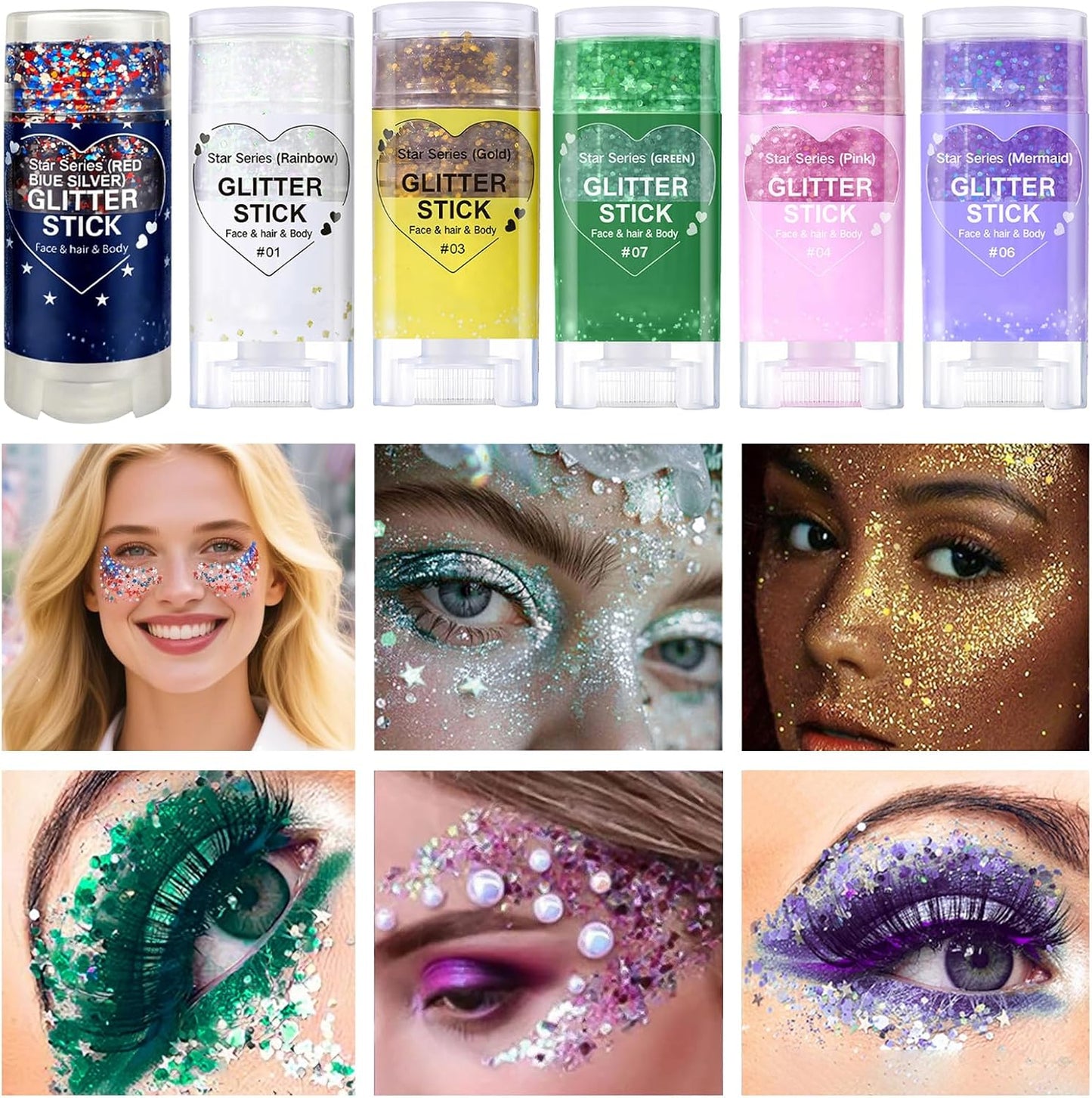 Patriotic Red White and Blue Glitter Stick - USA Flag Body Makeup for 4th of July | Perfect for Independence Day Celebrations