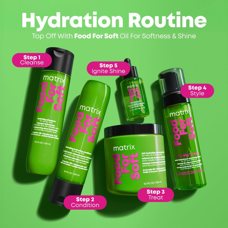 Matrix Food For Soft XXL Big 'N Soft Extra Volumizing Hydrating Mousse - Adds 2X Volume While Hydrating and Softening, With Avocado Oil and Hyaluronic Acid, For All Hair Types, 7.1 Fl Oz