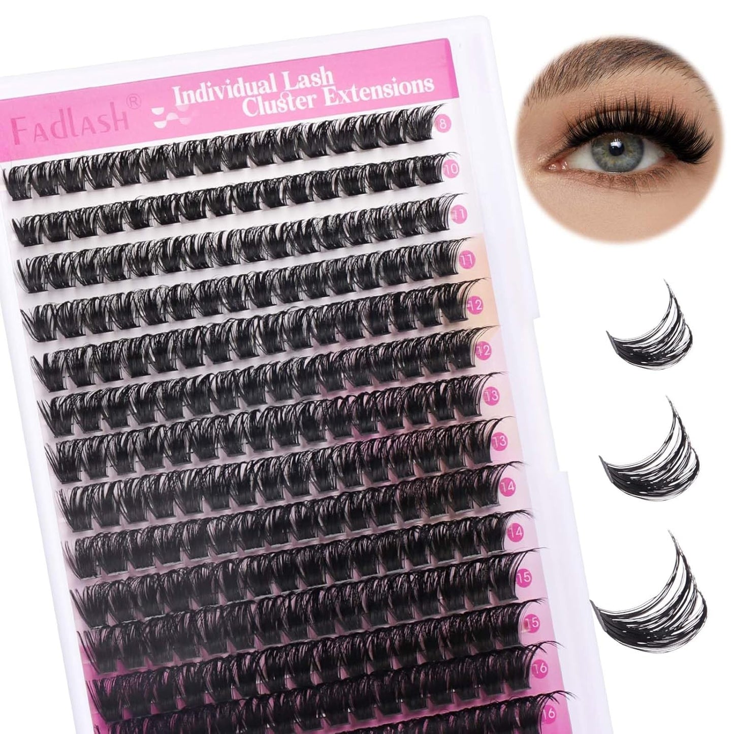 Cluster Lashes - D Curl Wispy Individual Eyelash Extensions for Natural Look | Reusable Fluffy DIY Kit (12-18mm Mix)
