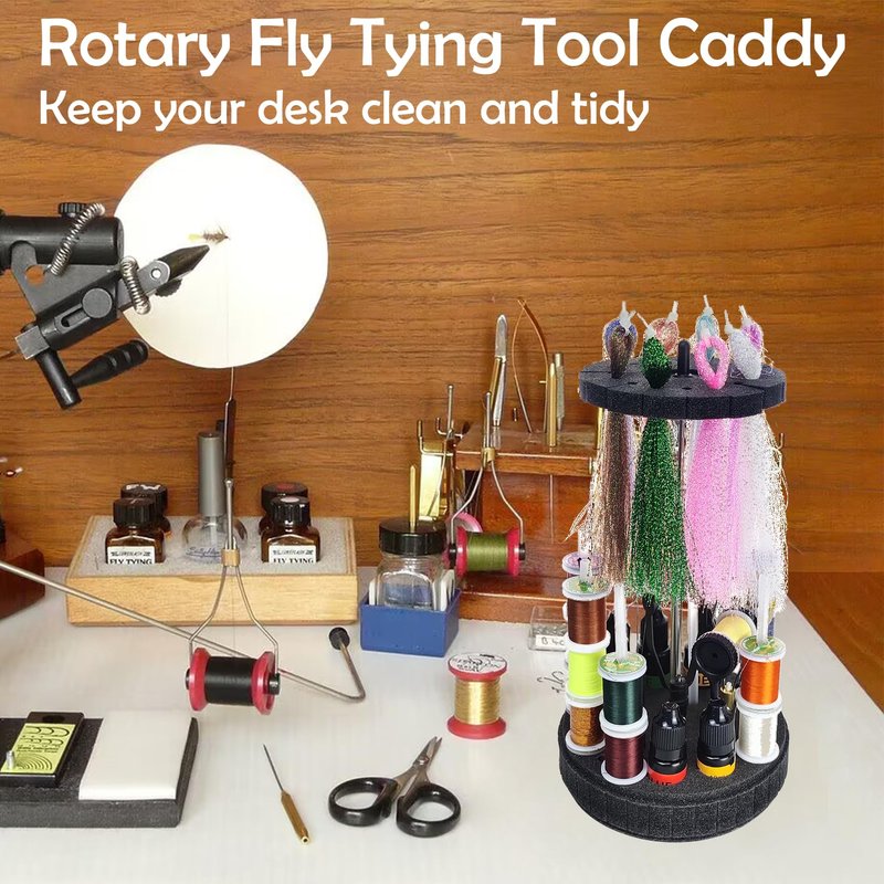 Aventik Rotary Fly Tying Tool Caddy 360° Adjustable and Sturdy base Rotary Tool Stand for Holding Fly Tying Tools and Materials