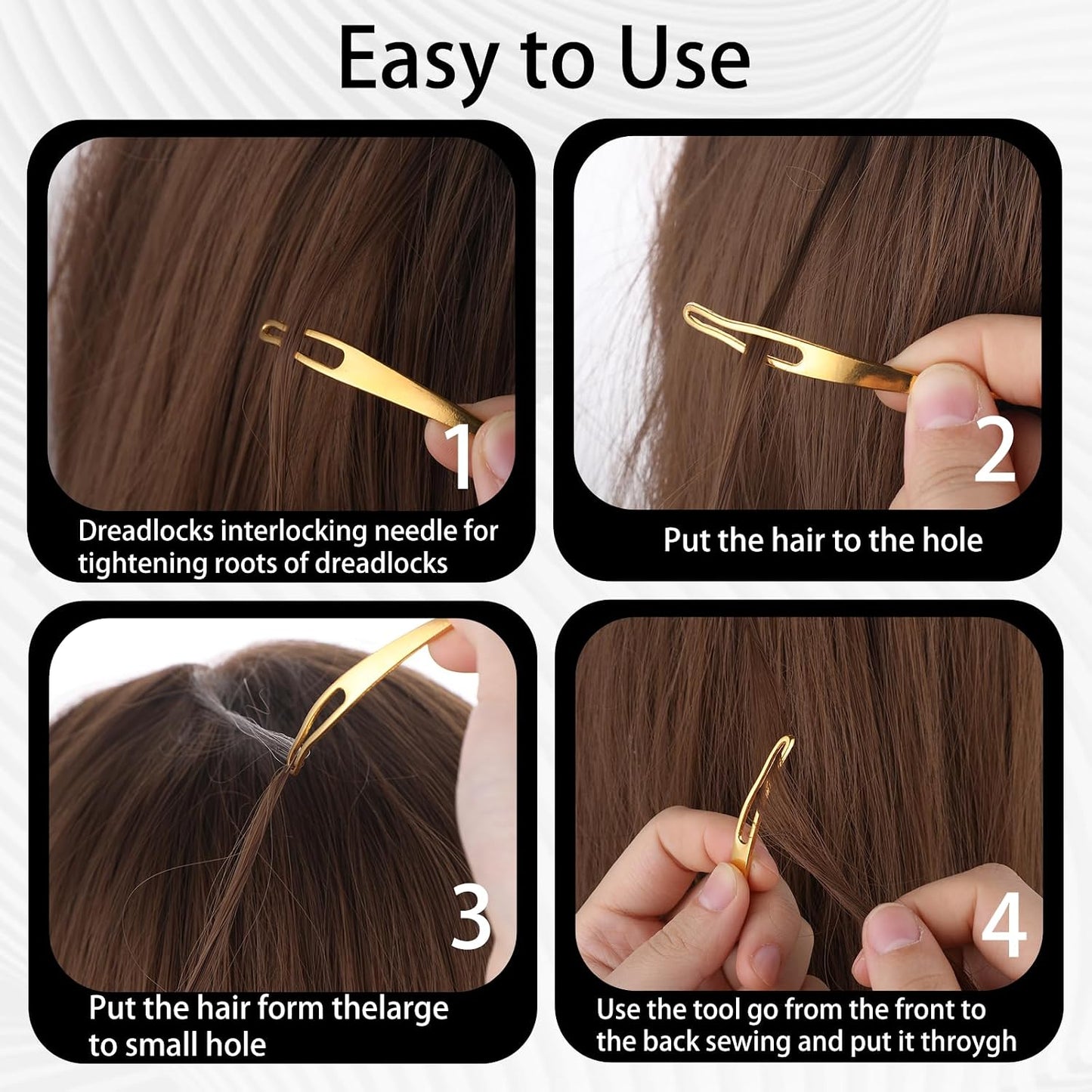 Interlocking Tool for Locs - 8pcs Sisterlock Retighten Kit | Bent-Hook Shape for Hair Repair & Dreadlock Tightening (4 Colors)