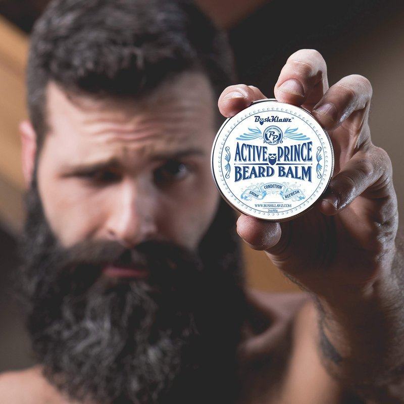 BushKlawz Beard Balm Leave-in Conditioner, 2 oz - Active Prince Scent - Best Conditioner for Men's Beard and Gifting