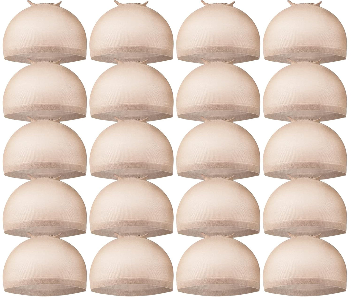 Wig Cap for Women - 20pcs Stretchy Nylon Stocking Caps in Tan Beige | Perfect for Wigs