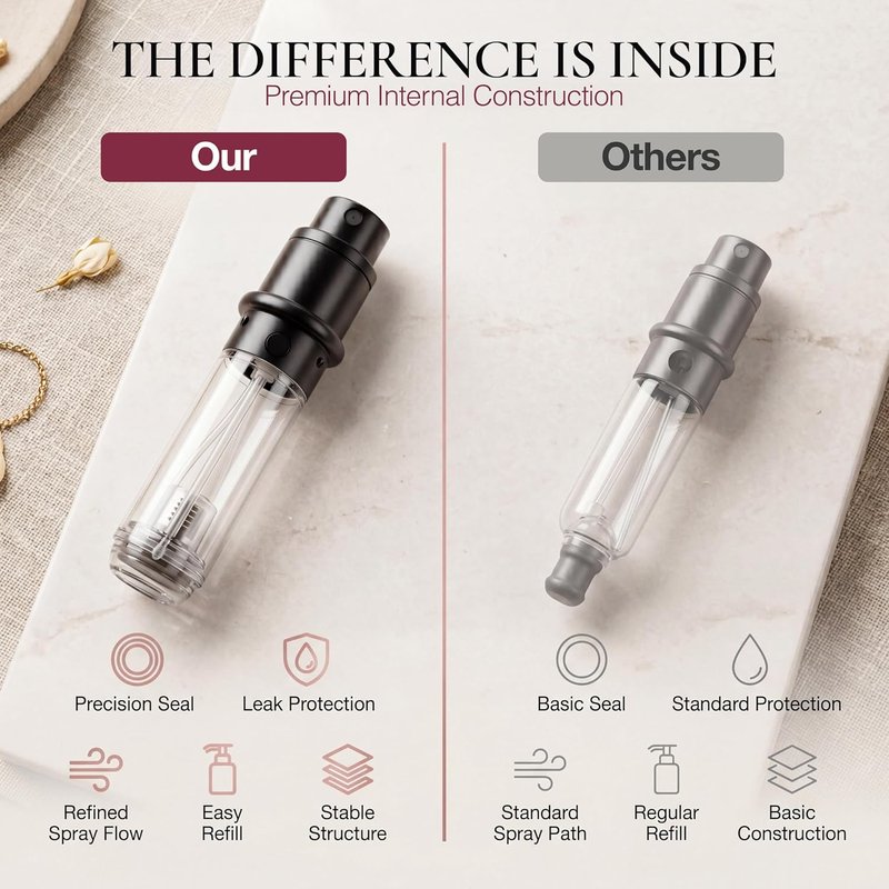 Refillable Travel Perfume Bottle - 5ml Leakproof Atomizer Sprayer | Portable Colors: Blue, Black, Pink, Silver