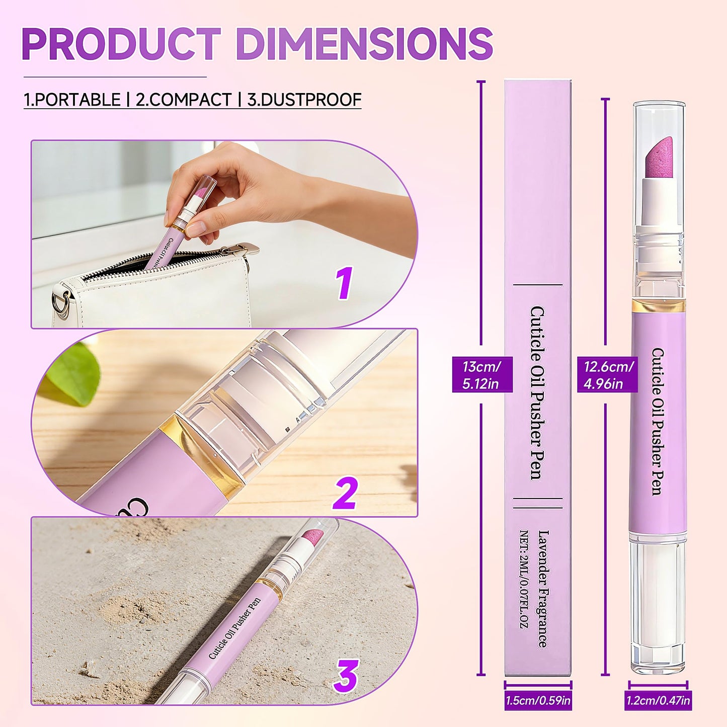 2 Pcs 2-in-1 Cuticle Oil Pusher Pen - 2026 New Ceramic Cuticle Pen, No Leak Travel Size Cuticle Pen With Oil, Gentle Hydrating Keratin Smoothing Tool For Matte Dry Nails