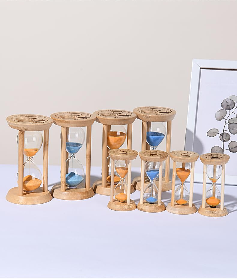 Bamboo Sand Timer - 15-Minute Hourglass Clock | Mini Gold Sand Watch for Kids & Office Decor