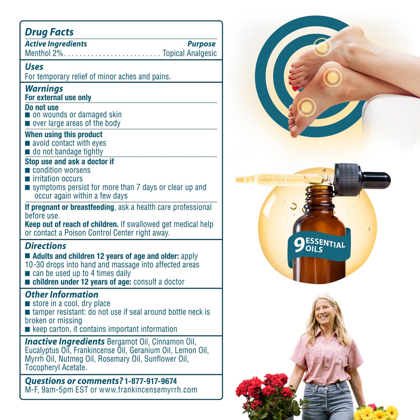 Frankincense & Myrrh Nerve Pain Relief Rubbing Oil,Diabetic Neuropathy, 2oz