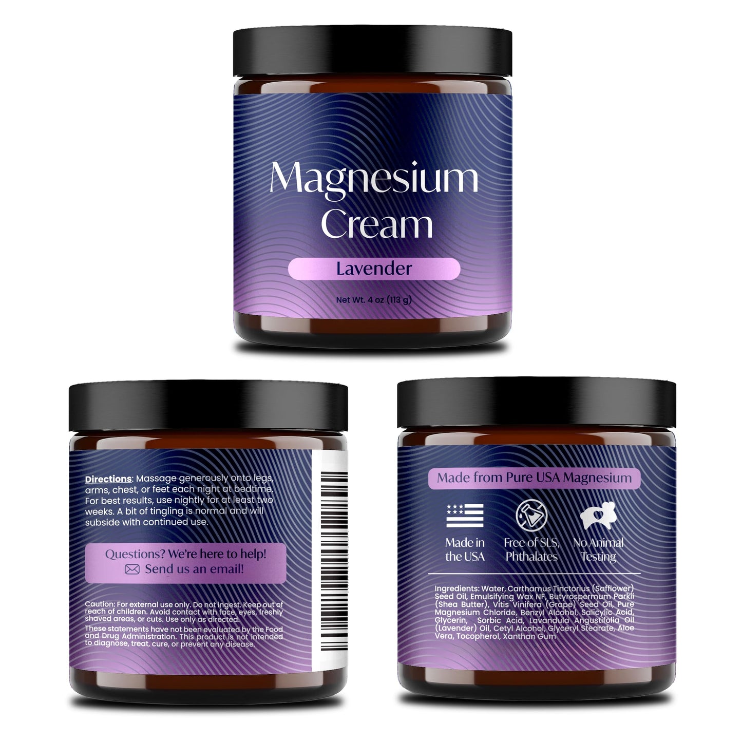 Solinia Magnesium Sleep Cream, USA-Made Topical Magnesium Lotion for Sleep, Lavender Lotion for Feet, Nighttime Mag Oil Body Butter, Foot Cream, Relaxing Rub for Muscles, 4oz