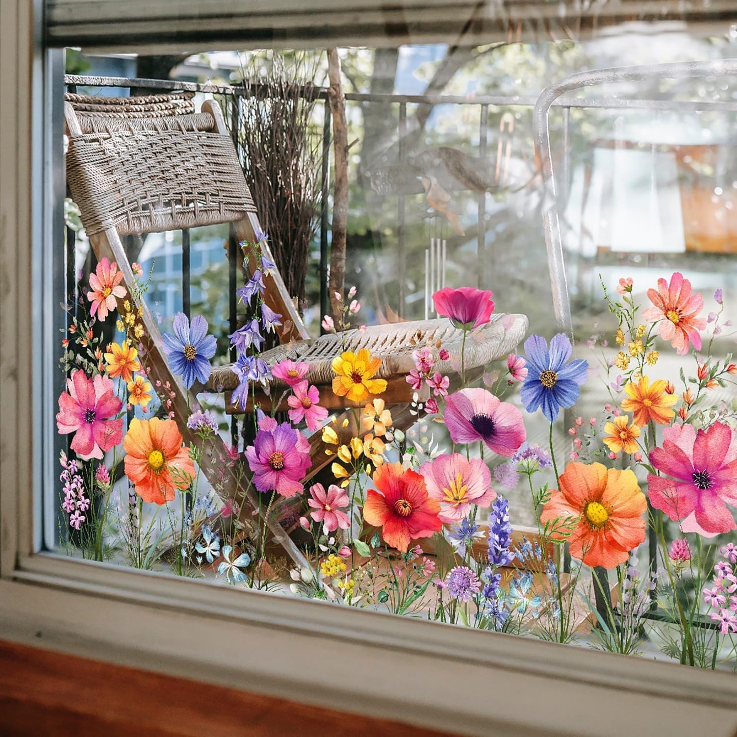 Wildflower Grass Window Wall Decals-Tearable Floral Window Stickers for Bedroom Living Room Office Decor Home Decoration(23.63 * 11.8")