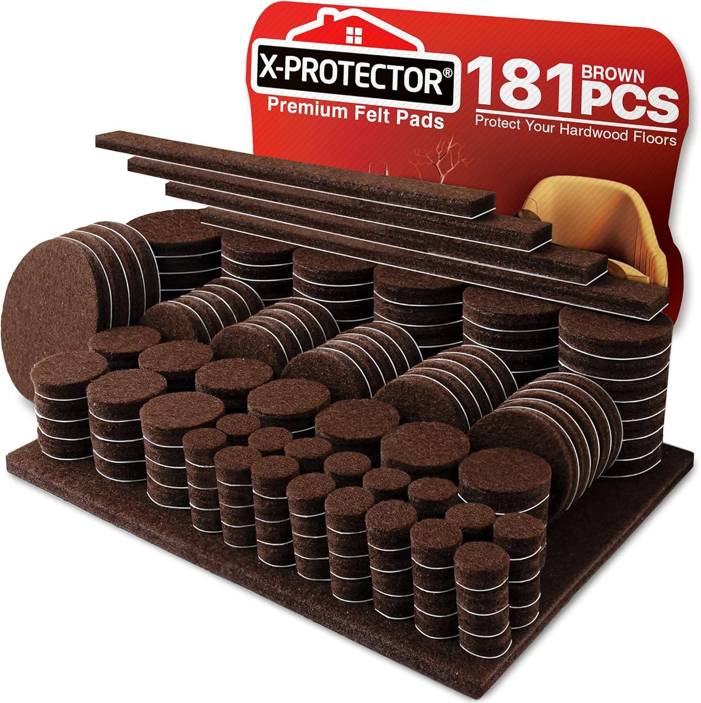 X-PROTECTOR Felt Furniture Pads - 133 PCS Premium Floor Protectors for Hardwood & Laminate | Brown & Beige