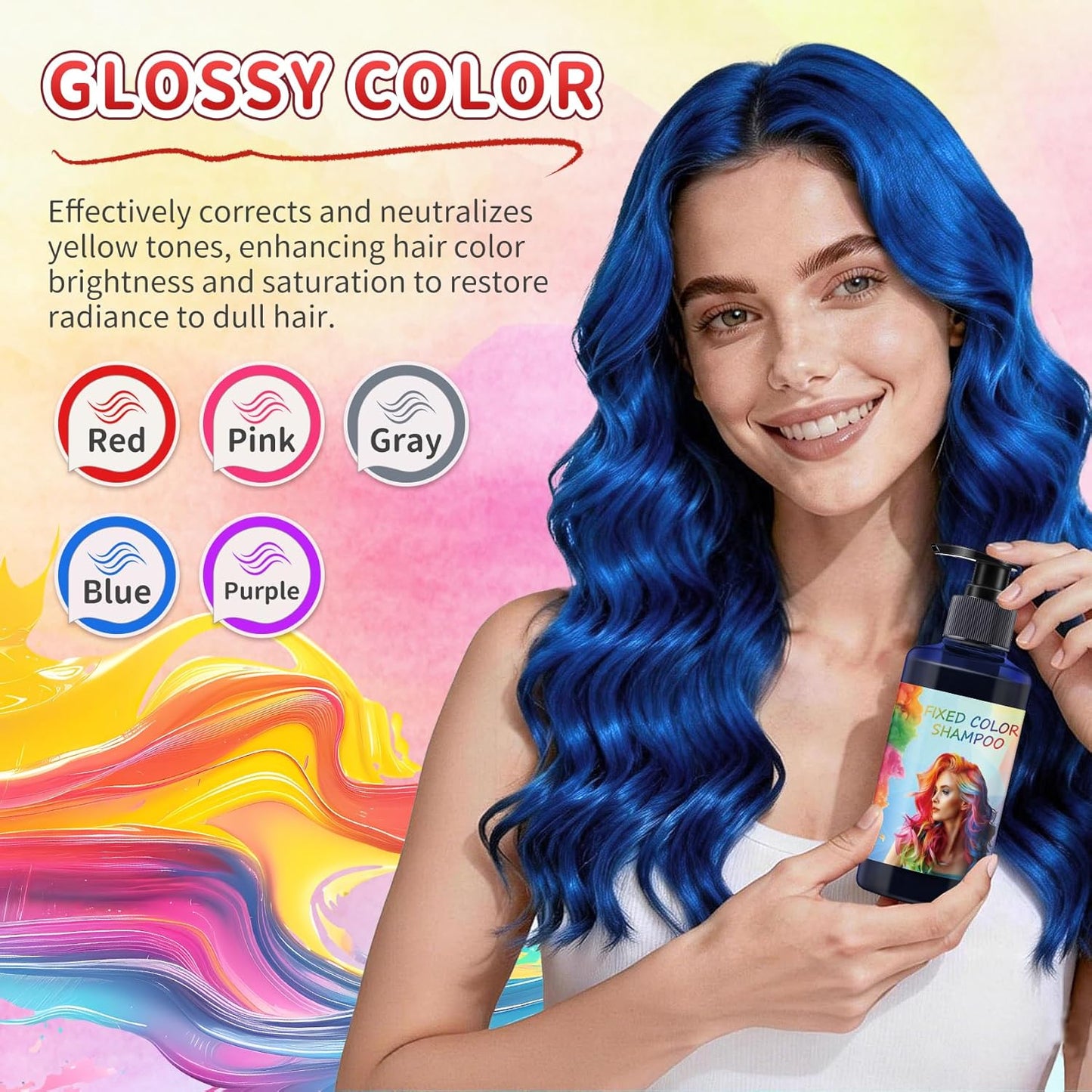 Color Depositing Conditioner - 3-in-1 Vegan Hair Dye for Gloss & Vibrancy | 10.14 Fl. Oz - Blue