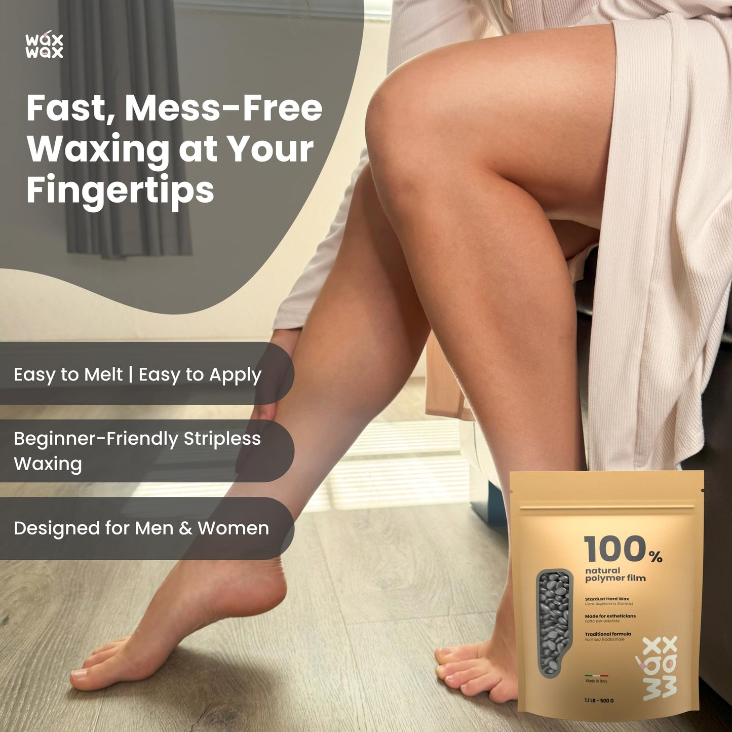 Wax Wax Stardust Hard Wax Beads | Coarse Hair Removal Wax for Ultra Sensitive Skin | Strip-Free, Low Melting, Cruelty-Free & Eco-Friendly Waxing Beads With Hybrid Rosin Formula | Made In Italy - 2.5lb