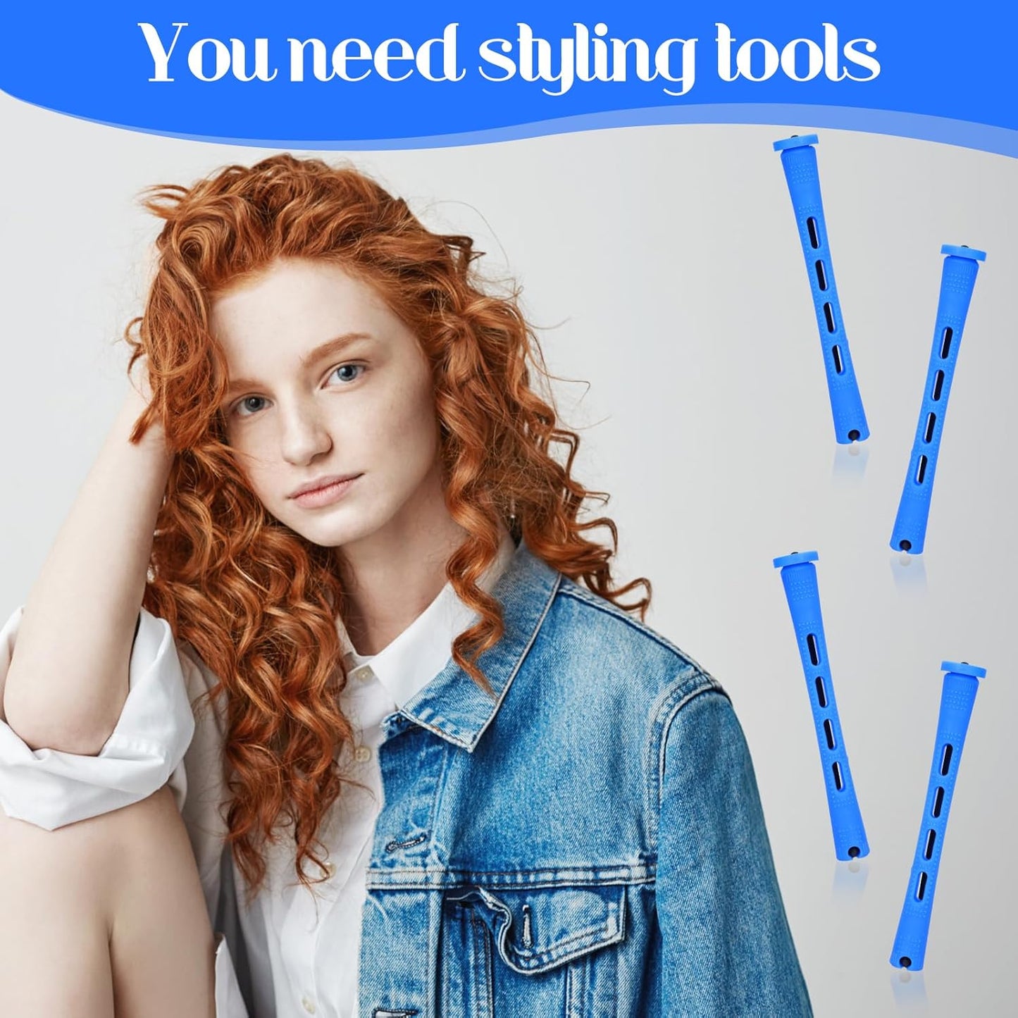 20 Pcs Perm Rods - Medium Curling Rods for Short Hair | Heatless Cold Wave Rollers (0.35 Inches, Blue)