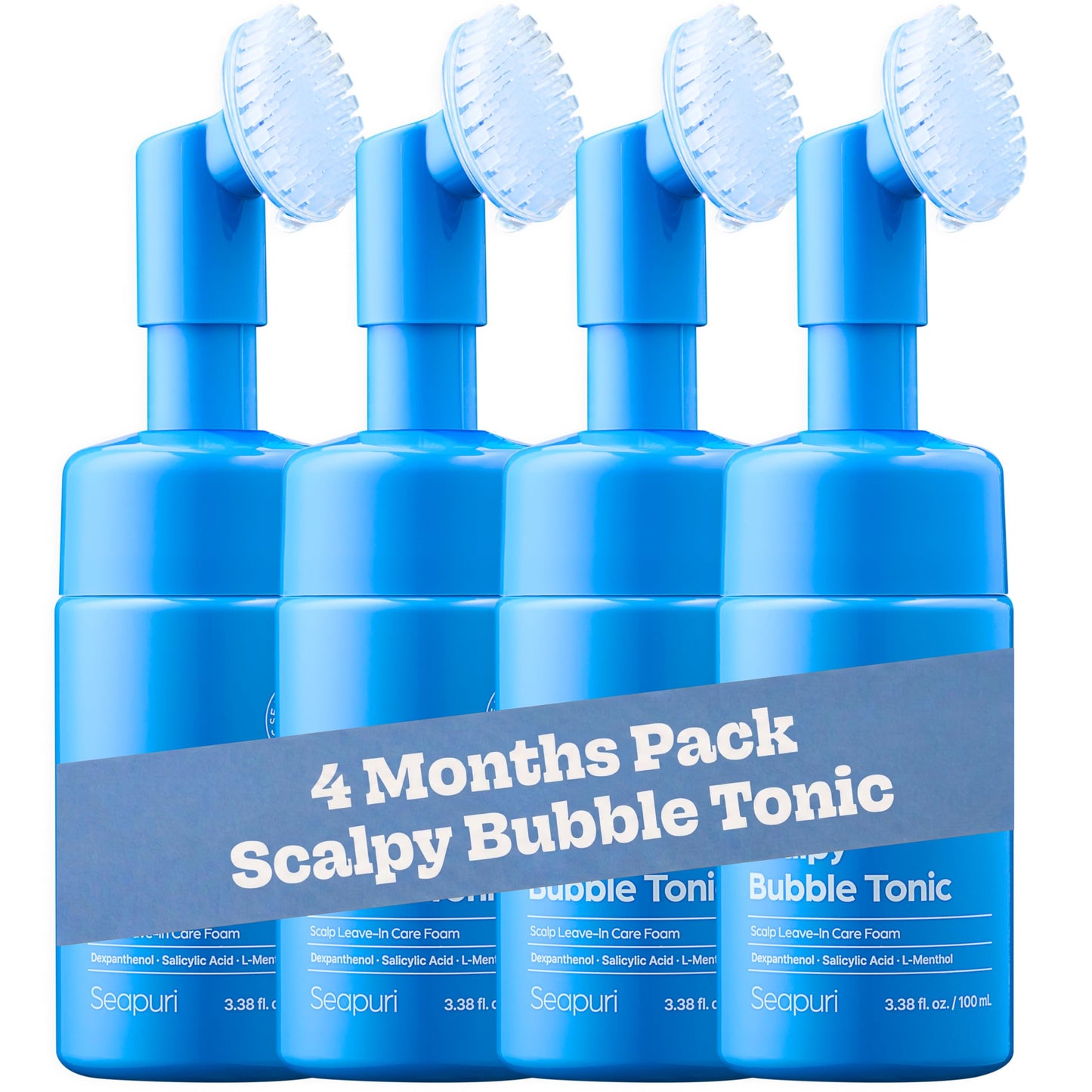 Seapuri Scalpy Bubble Tonic: Soothing Scalp Toner for Hair Retention & Less Shedding | Instant Cooling Relief for Oily Scalp & Itchy Redness | Salicylic Acid Detox for Dandruff & Buildup (Pack of 4)