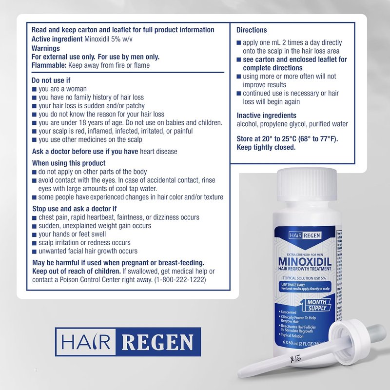 Minoxidil for Men 5% - Advanced Hair Regrowth Treatment - 6-Month Supply Kit for Hair Loss