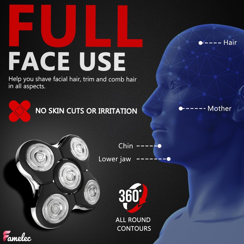 FAMELEC Shaver Replacment Heads for Remington Balder Pro Head Shaver XR7000, Electric Head Shavers for Bald Men Compatible with Remington Replacement Blades, Smooth Shaven Head in Under 2 Minutes