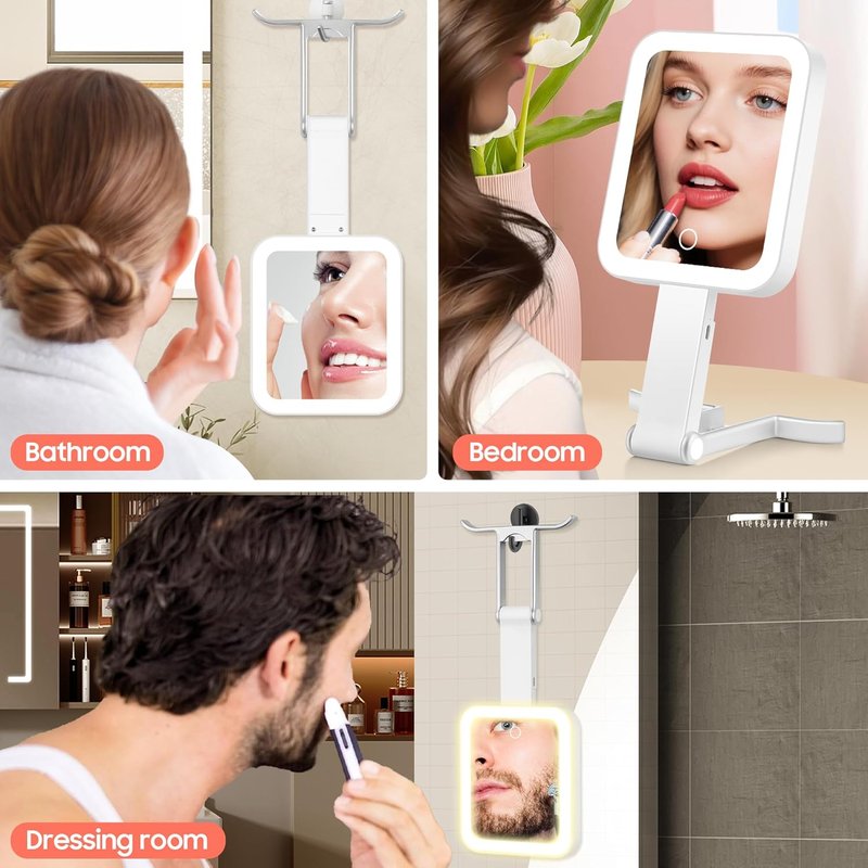 Magnifying Travel Mirror with Light - 30X/1X Double-Sided, Adjustable Brightness, Portable for Makeup & Desktop Use