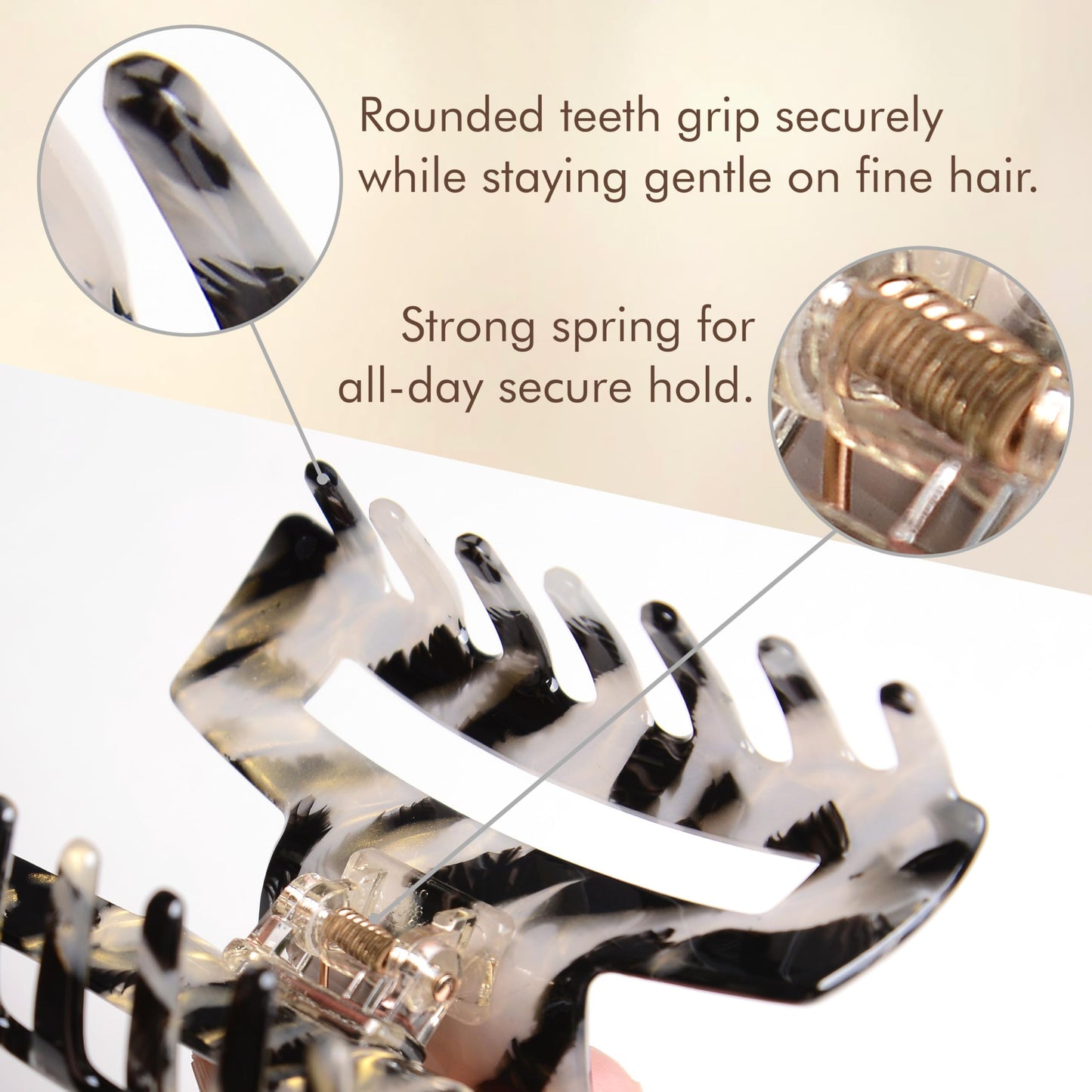 Emma Lily Cellulose Acetate French Hair Claw for Thin Hair, Gifts for Women, Black Tortoise Shell Rectangle Design—Ideal for Parties, Polished & Professional Look