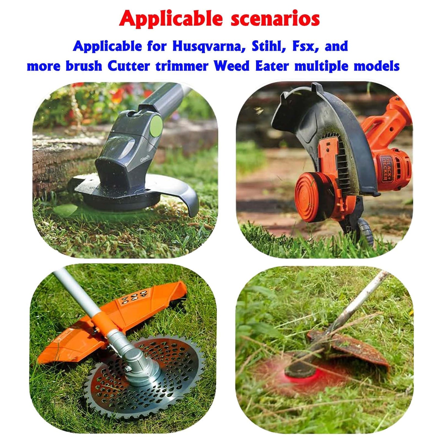 Tayfeim 9" x 36T Carbide Tipped Brush Cutter Blades 2-Pack, Weed Trimmer Blade Head with Adapter Kit, Fits Husqvarna Stihl Weed Wacker Straight Shaft Trimmer