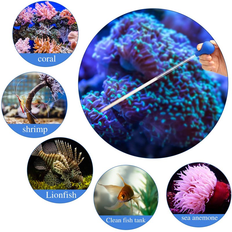 Boao 2 Sets Long Pipette for Fish Tank Coral Food Feeder Long Syringe Aquarium Coral Feeding Tube for Marine Fish Reef Aquatic Plant Spider Snake Lizard(Blue)